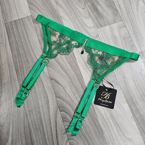Honey Birdette Laura Emerald Green Garter Belt Suspender Size XL